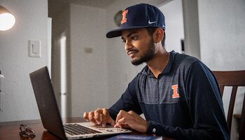 Student studying on laptop