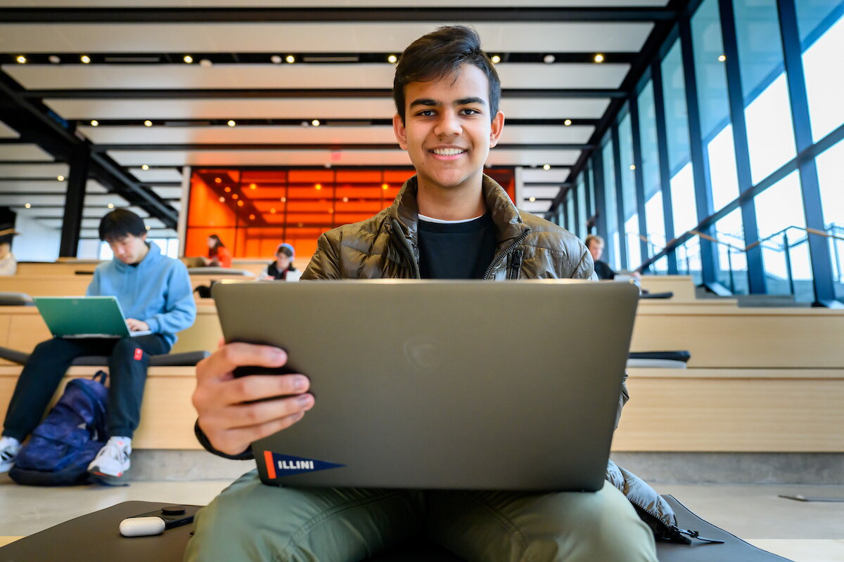 A student studying online.
